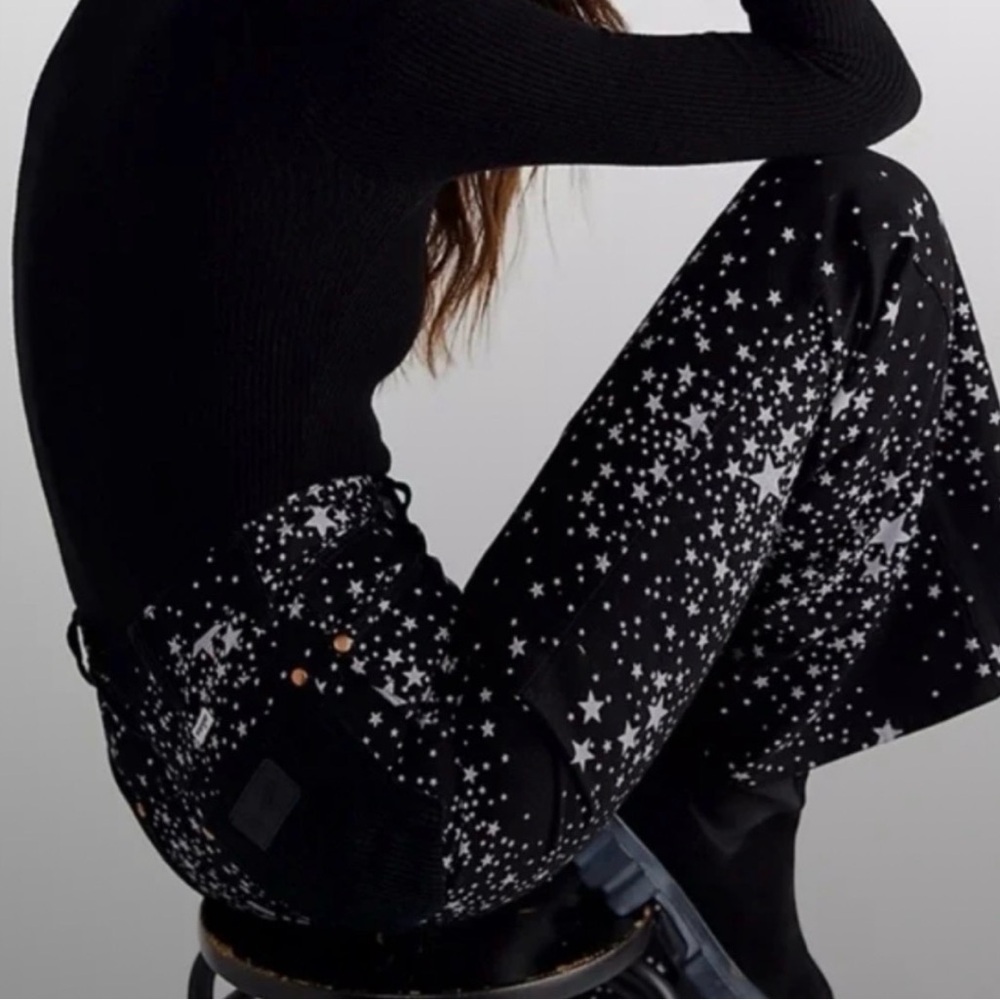 Wrangler x Free People Wanderer High Rise Flare Jeans Star Struck Black — 27/34 - Picture 4 of 15